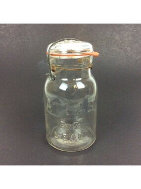 Atlas EZ Seal Quart Clear Glass Canning Jar Wire Lid Vintage